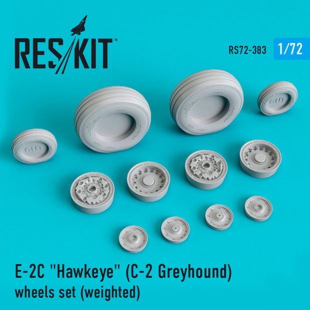 Grumman E-2C Hawkeye (C-2 Greyhound) Wheels set (weighted) Scale 1:72 ResKit RS72-0383 for Aircraft Model Kit