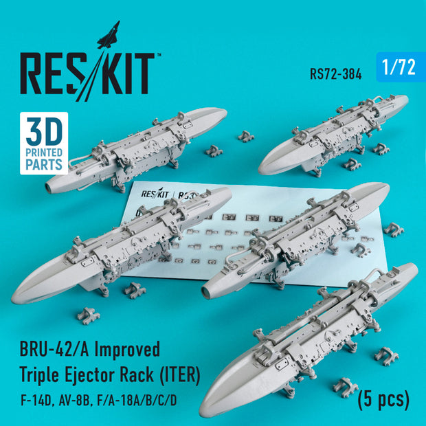BRU-42/A Improved Triple Ejector Rack (ITER) (5 pcs) (F-14D, AV-8B, F/A-18A/B/C/D) Scale 1:72 ResKit RS72-0384 for Aircraft Model Kit