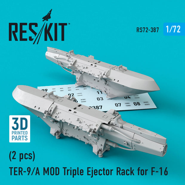 TER-9/A MOD Triple Ejector Rack for General Dynamics F-16 (2 pcs) (3D Printing) Scale 1:72 ResKit RS72-0387 for Aircraft Model Kit
