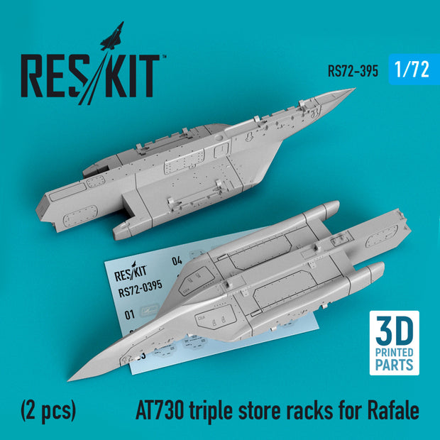 AT730 triple store racks for Dassault Rafale (2 pcs) (3D printing) Scale 1:72 ResKit RS72-0395 for Aircraft Model Kit