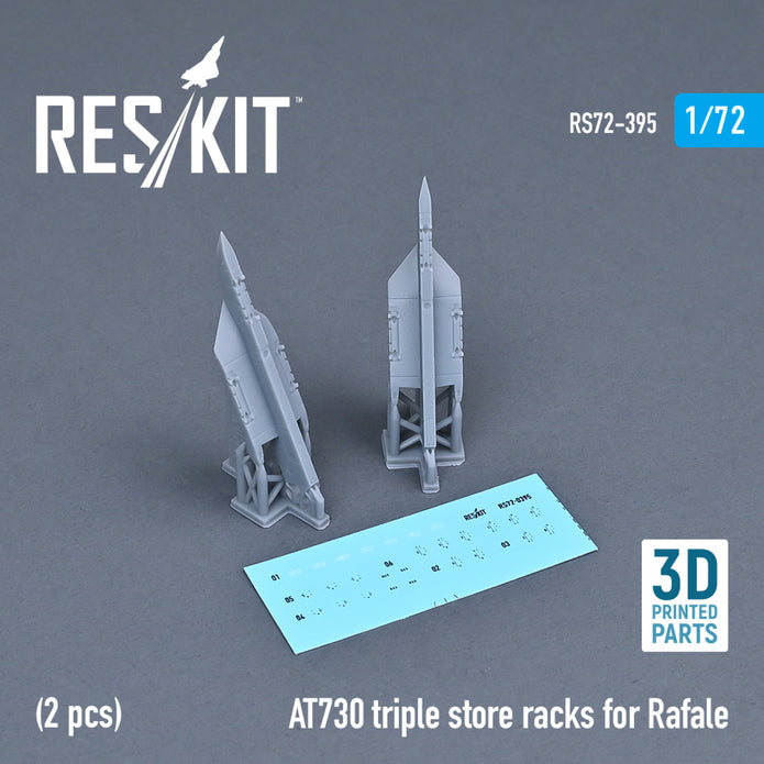 AT730 triple store racks for Dassault Rafale (2 pcs) (3D printing) Scale 1:72 ResKit RS72-0395 for Aircraft Model Kit