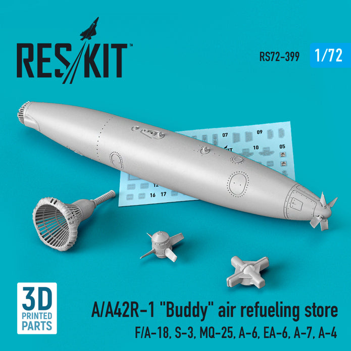 A/A42R-1 Buddy Air Refueling Store (1 pcs) (F/A-18, S-3, MQ-25, A-6, EA-6, A-7, A-4) (3D Printed) Scale 1:72 ResKit RS72-0399 for Aircraft Model Kit