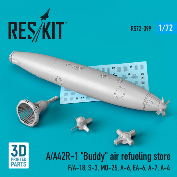 A/A42R-1 Buddy Air Refueling Store (1 pcs) (F/A-18, S-3, MQ-25, A-6, EA-6, A-7, A-4) (3D Printed) Scale 1:72 ResKit RS72-0399 for Aircraft Model Kit