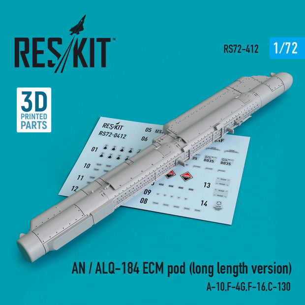 AN / ALQ-184 ECM pod (long length version) (A-10, F-4G, F-16, C-130) (3D printing) Scale 1:72 ResKit RS72-0412 for Aircraft Model Kit