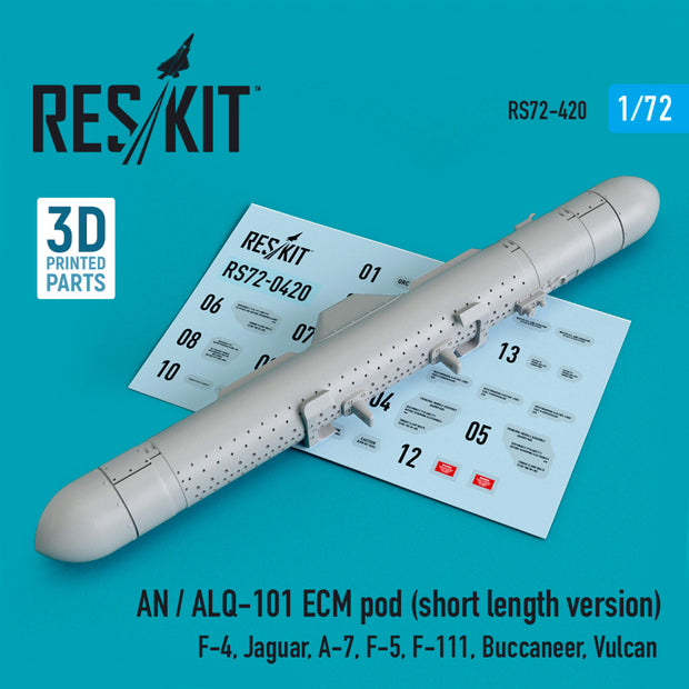 AN / ALQ-101 ECM pod (short length version) (F-4, Jaguar, A-7, F-5, F-111, Buccaneer, Vulcan) (3D printing) Scale 1:72 ResKit RS72-0420 for Aircraft Model Kit