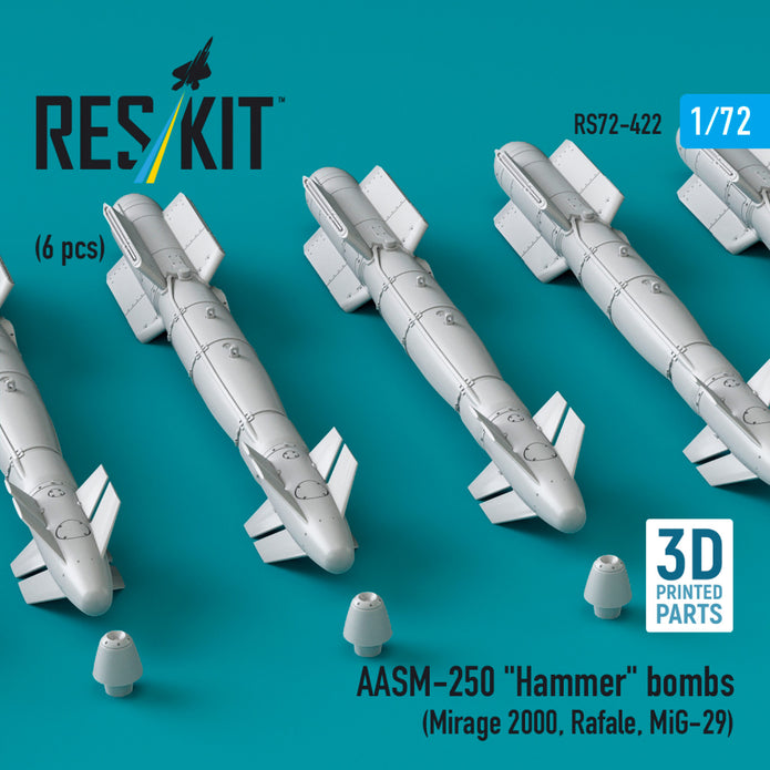 AASM-250 Hammer (6 pcs) (Mirage 2000, Rafale, MiG-29) (3D Printed) Scale 1:72 ResKit RS72-0422 for Aircraft Model Kit