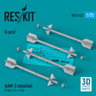 AAM-3 Missiles (4 pcs) (F-4EJ, F-2, F-15J) (3D Printed) Scale 1:72 ResKit RS72-0423 for Aircraft Model Kit