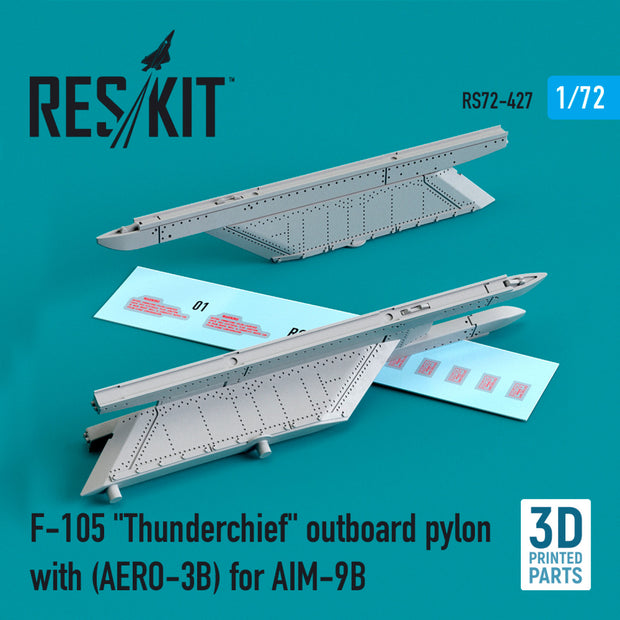 Republic F-105 Thunderchief outboard Pylon (AERO-3B) for AIM-9B (3D printing) Scale 1:72 ResKit RS72-0427 for Aircraft Model Kit