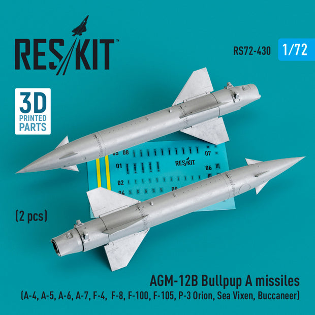 AGM-12B Bullpup A Missiles (2 pcs) (A-4, A-5, A-6, A-7, F-4, F-8, F-100, F-105, P-3 Orion, Sea Vixen, Buccaneer) (3D Printed) Scale 1:72 ResKit RS72-0430