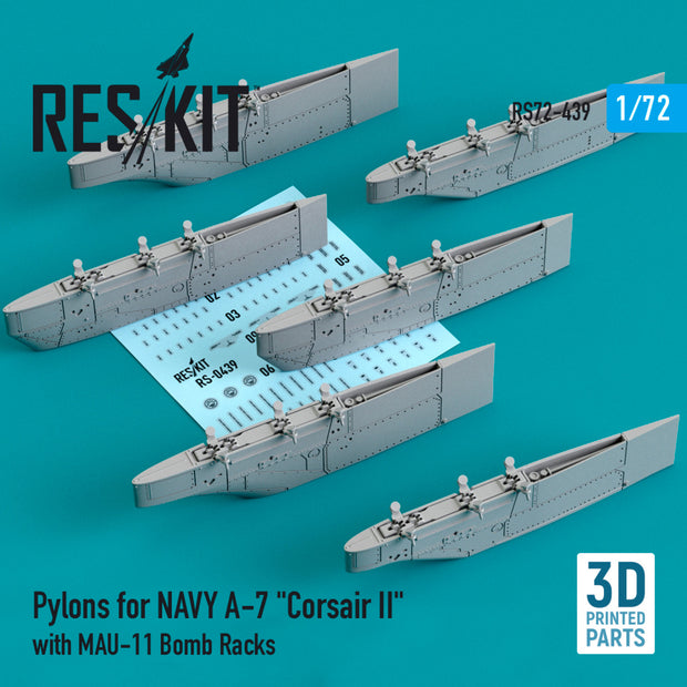 Pylons for NAVY LTV A-7 Corsair II with MAU-11 Bomb Racks (3D Printing) Scale 1:72 ResKit RS72-0439 for Aircraft Model Kit