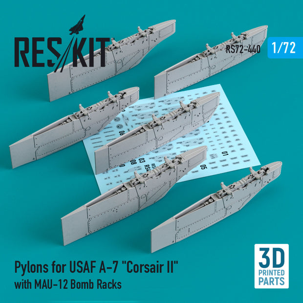 Pylons for USAF LTV A-7 Corsair II with MAU-12 Bomb Racks (3D Printing) Scale 1:72 ResKit RS72-0440 for Aircraft Model Kit