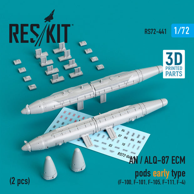 AN / ALQ-87 ECM pods early type (2 pcs) (F-100, F-101, F-105, F-111, F-4) (3D printing) Scale 1:72 ResKit RS72-0441 for Aircraft Model Kit