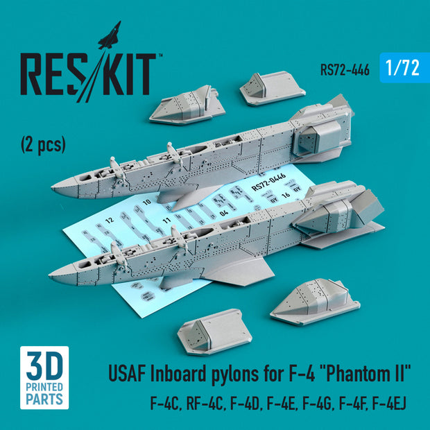 USAF Inboard Pylons for McDonnell Douglas F-4 Phantom II (2 pcs) (F-4С, RF-4С, F-4D, F-4Е, F-4G, F-4F, F-4EJ) (3D printing) Scale 1:72 ResKit RS72-0446 for Aircraft Model Kit