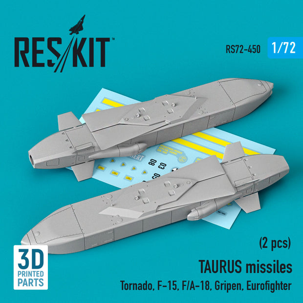TAURUS Missiles (2 pcs) (Tornado, F-15, F/A-18, Gripen, Eurofighter) (3D Printed) Scale 1:72 ResKit RS72-0450