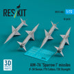 AIM-7A Sparrow I Missiles (4 pcs) (F-3H Demon, F7U Cutlass, F3D Skynight) (3D Printed) Scale 1:72 ResKit RS72-0454