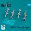 AIM-7E-2 Sparrow III Missiles (4 pcs) (F-4, F-15, F-16, F-14) (3D Printed) Scale 1:72 ResKit RS72-0456