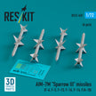 AIM-7M Sparrow III Missiles (4 pcs) (F-4, F-5, F-15, F-16, F-14, F/A-18) (3D Printed) Scale 1:72 ResKit RS72-0459