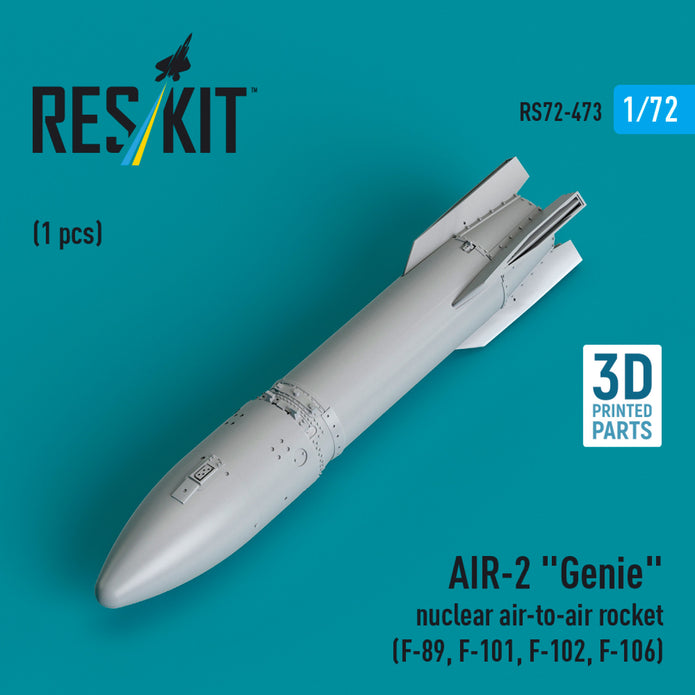 AIR-2 Genie nuclear air-to-air Rocket (1 pcs) (F-89, F-101, F-102, F-106) (3D Printed) Scale 1:72 ResKit RS72-0473