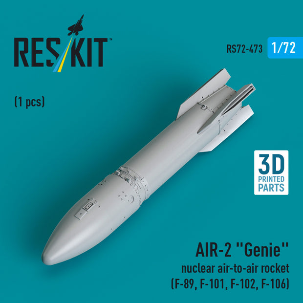 AIR-2 Genie nuclear air-to-air Rocket (1 pcs) (F-89, F-101, F-102, F-106) (3D Printed) Scale 1:72 ResKit RS72-0473