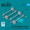 AIM-9D Sidewinder Missiles (4 pcs) (A-4, A-6, A-7, F-4, F-8, F-100, F-104, F-105, Mirage III) (3D Printed) Scale 1:72 ResKit RS72-0478