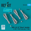 AIM-4 (A, B) Falcon Missiles (4 pcs) (F-89H, F-101B/F (early, late), F-102A) (3D Printed) Scale 1:72 ResKit RS72-0487