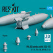 Mk.83 Bombs with BSU-85 (4 pcs) (F-14, F/A-18, AV-8B, S-3) (3D printed) Scale 1:72 ResKit RS72-0495 for Aircraft Model Kit