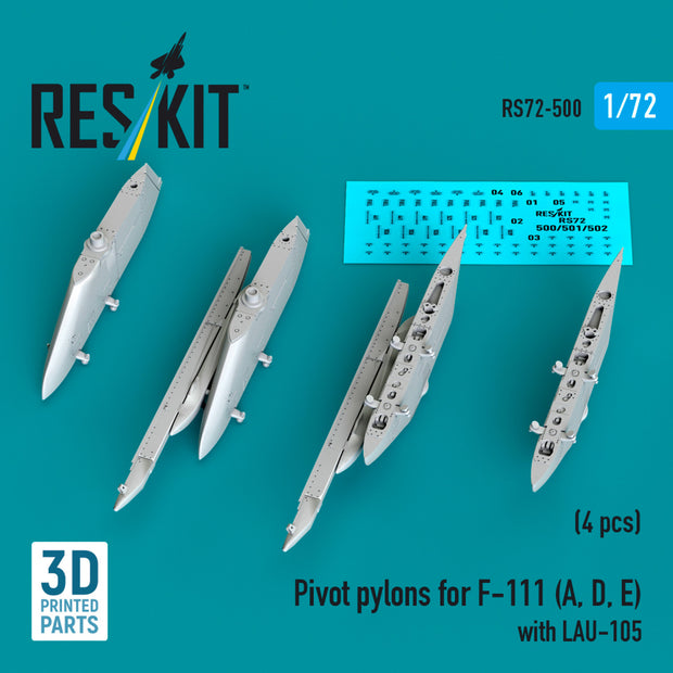 Pivot Pylons for F-111 (A,D,E) with LAU-105 (4 pcs) Scale 1:72 ResKit RS72-0500 for Aircraft Model Kit