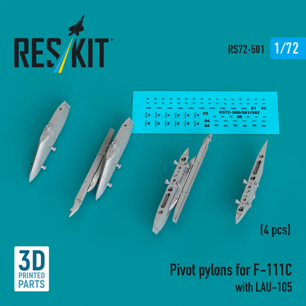 Pivot Pylons for F-111C with LAU-105 (4 pcs) Scale 1:72 ResKit RS72-0501 for Aircraft Model Kit