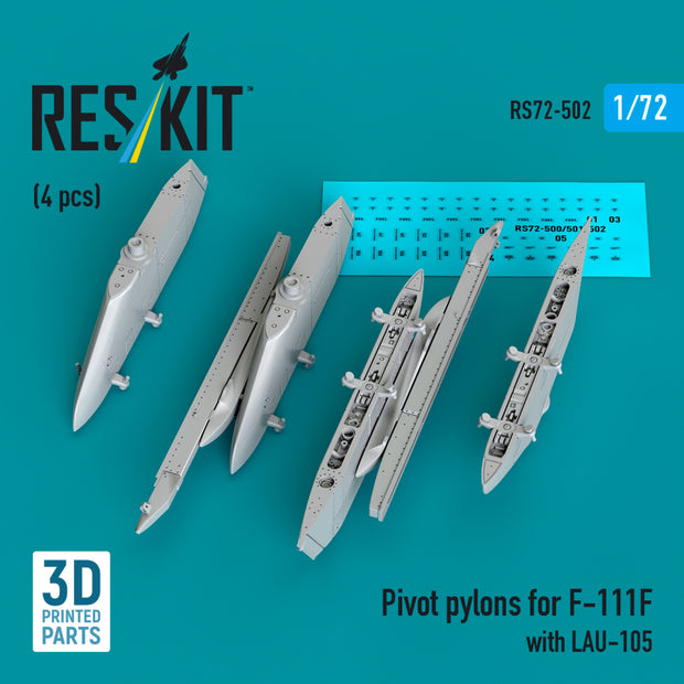 Pivot Pylons for F-111F with LAU-105 (4 pcs) Scale 1:72 ResKit RS72-0502 for Aircraft Model Kit