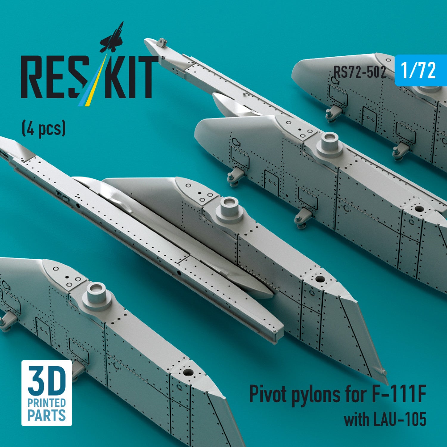Pivot Pylons for F-111F with LAU-105 (4 pcs) Scale 1:72 ResKit RS72-0502 for Aircraft Model Kit