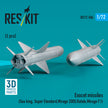 Exocet Missiles (2 pcs) (Sea King, Super Etendard, Mirage 2000, Rafale, Mirage F.1) (3D Printed) Scale 1:72 ResKit RS72-0506 for Helicopters / Aircraft Model Kit