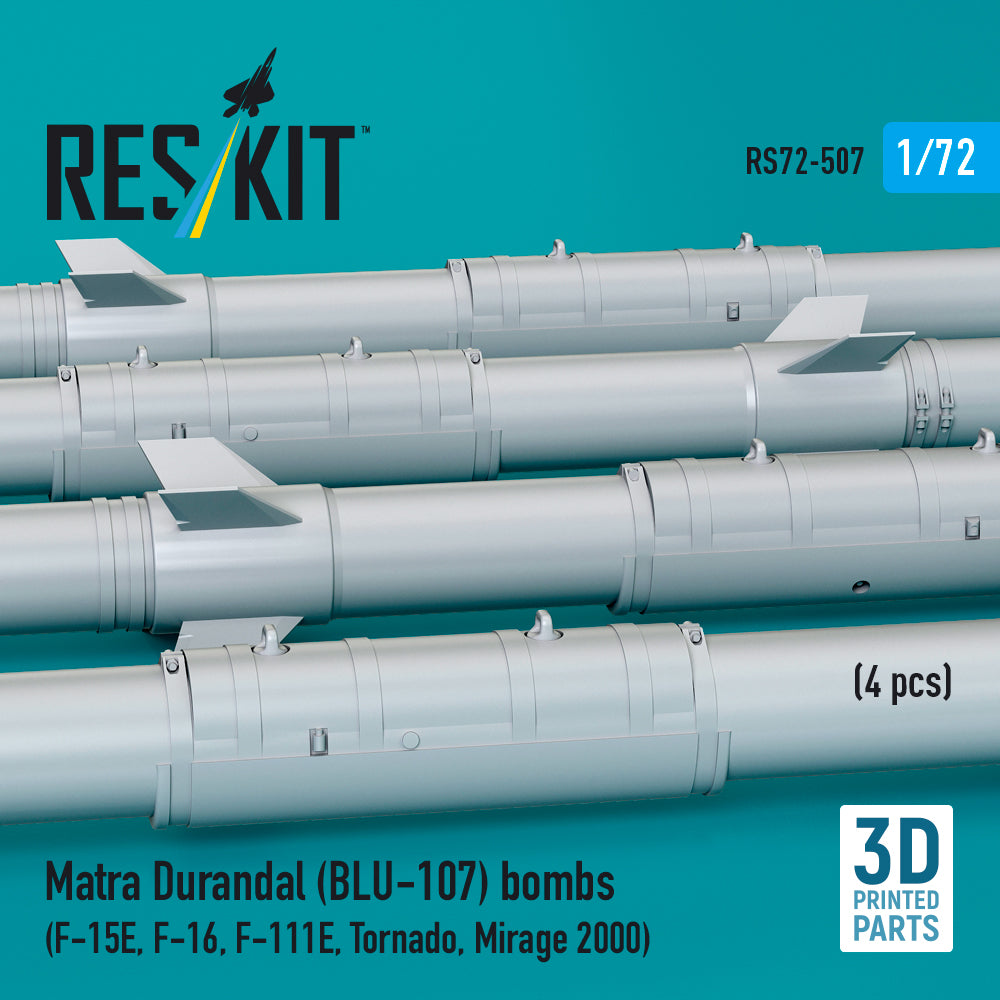 Matra Durandal (BLU-107) bombs (4 pcs) (F-15E, F-16, F-111E, Tornado, Mirage 2000) (3D Printed) Scale 1:72 ResKit RS72-0507