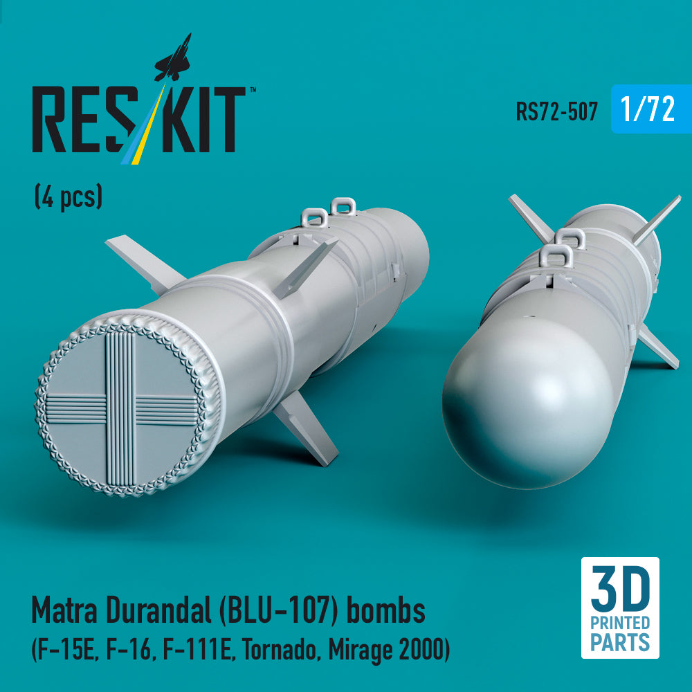 Matra Durandal (BLU-107) bombs (4 pcs) (F-15E, F-16, F-111E, Tornado, Mirage 2000) (3D Printed) Scale 1:72 ResKit RS72-0507