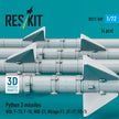 Python 3 missiles (4 pcs) (Kfir, F-15, F-16, MiG-21, Mirage F.1, JF-17, FC-1) (3D Printed) Scale 1:72 ResKit RS72-0509