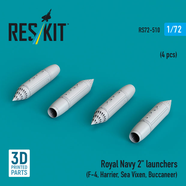 Royal Navy 2 launchers (4 pcs) (F-4, Harrier, Sea Vixen, Buccaneer) (3D Printed) Scale 1:72 ResKit RS72-0510 for Aircraft Model Kit