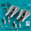 LAU-88 with (2 pcs) AGM-65 Maverick Missiles (6 pcs) (A-7D, F-4, A-10, F-16) (3D Printed) Scale 1:72 ResKit RS72-0519 for Aircraft Model Kit