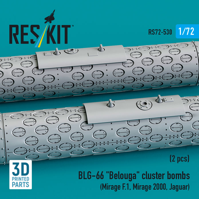 BLG-66 Belouga Cluster Bombs (2 pcs) (Mirage F.1, Mirage 2000, Jaguar) (3D Printed) Scale 1:72 ResKit RS72-0530 for Aircraft Model Kit