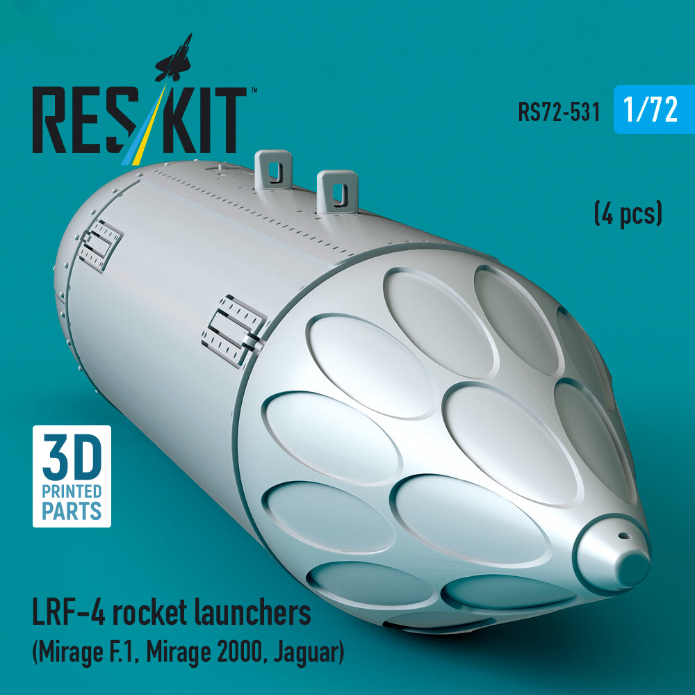 LRF-4 rocket launchers (4 pcs) (Mirage F.1, Mirage 2000, Jaguar) (3D Printed) Scale 1:72 ResKit RS72-0531