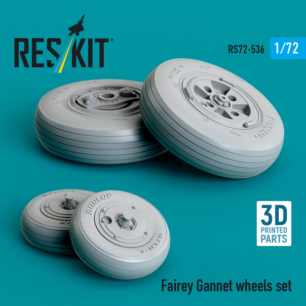 Fairey Gannet Wheels set (3D Printed) Scale 1:72 ResKit RS72-0536 for Aircraft Model Kit