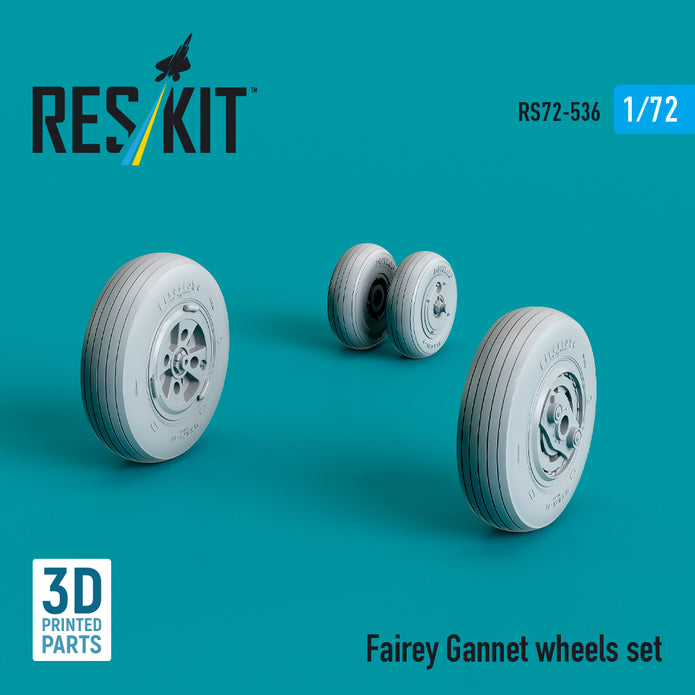 Fairey Gannet Wheels set (3D Printed) Scale 1:72 ResKit RS72-0536 for Aircraft Model Kit