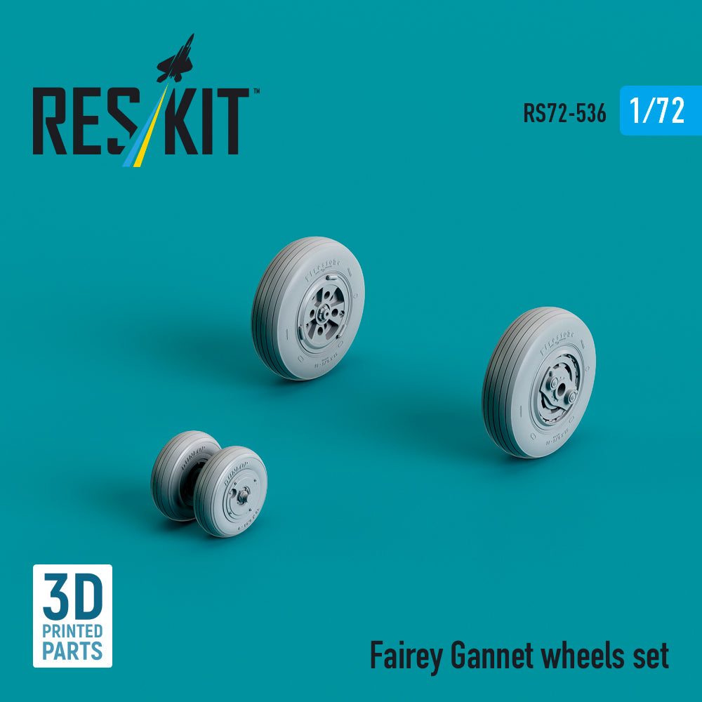 Fairey Gannet Wheels set (3D Printed) Scale 1:72 ResKit RS72-0536 for Aircraft Model Kit