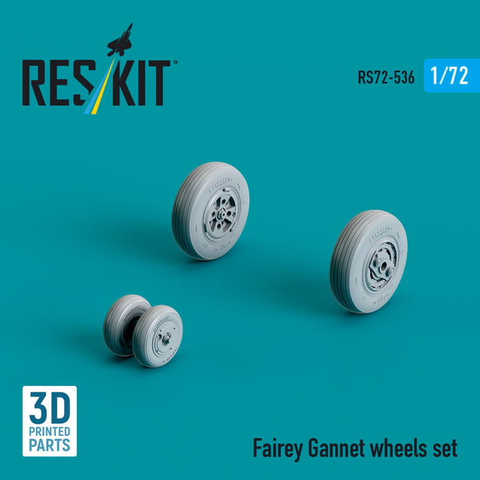 Fairey Gannet Wheels set (3D Printed) Scale 1:72 ResKit RS72-0536 for Aircraft Model Kit