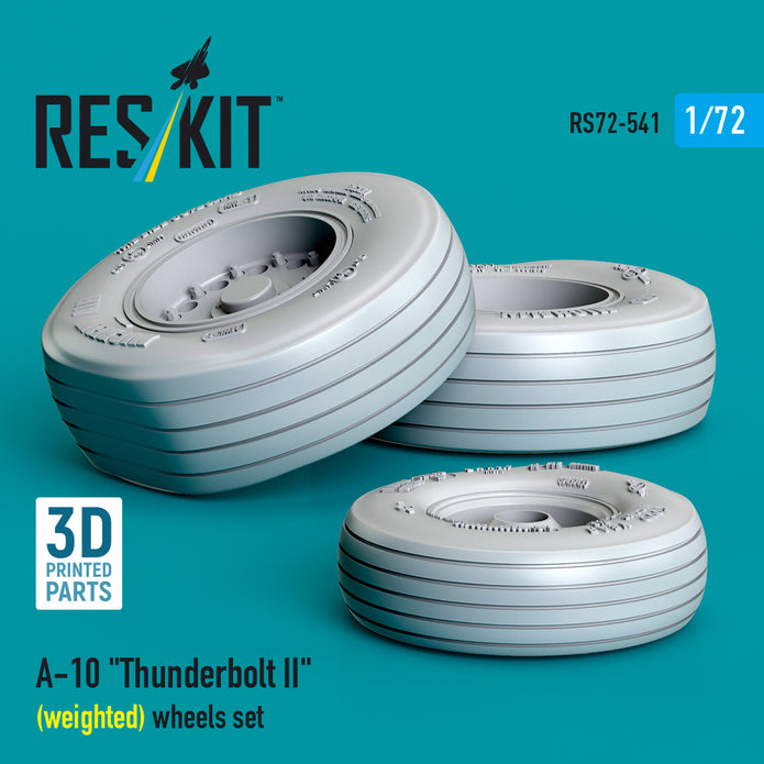 A-10 Thunderbolt II (weighted) wheels set (3D Printed) Scale 1:72 ResKit RS72-0541