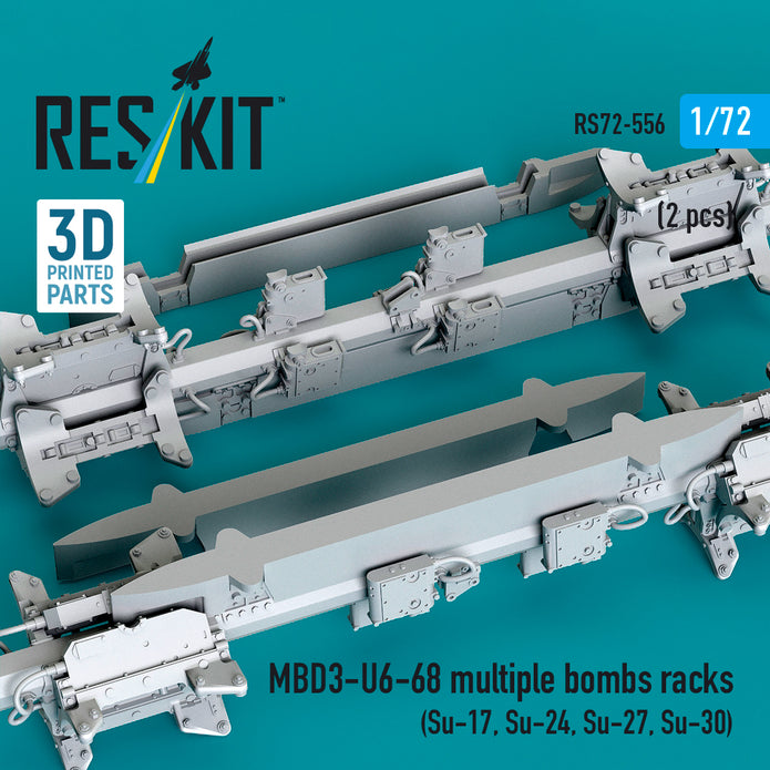MBD3-U6-68 multiple bombs racks (2 pcs) (Su-17, Su-24, Su-27, Su-30) (3D Printed) Scale 1:72 ResKit RS72-0556