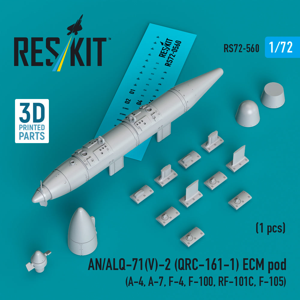 AN/ALQ-71(V)-2 (QRC-161-1) ECM pod (1pcs) (A-4, A-7, F-4, F-100, RF-101C, F-105) (3D Printed) Scale 1:72 ResKit RS72-0560
