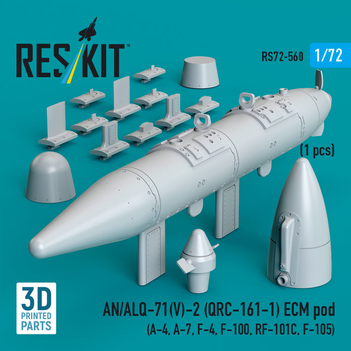 AN/ALQ-71(V)-2 (QRC-161-1) ECM pod (1pcs) (A-4, A-7, F-4, F-100, RF-101C, F-105) (3D Printed) Scale 1:72 ResKit RS72-0560