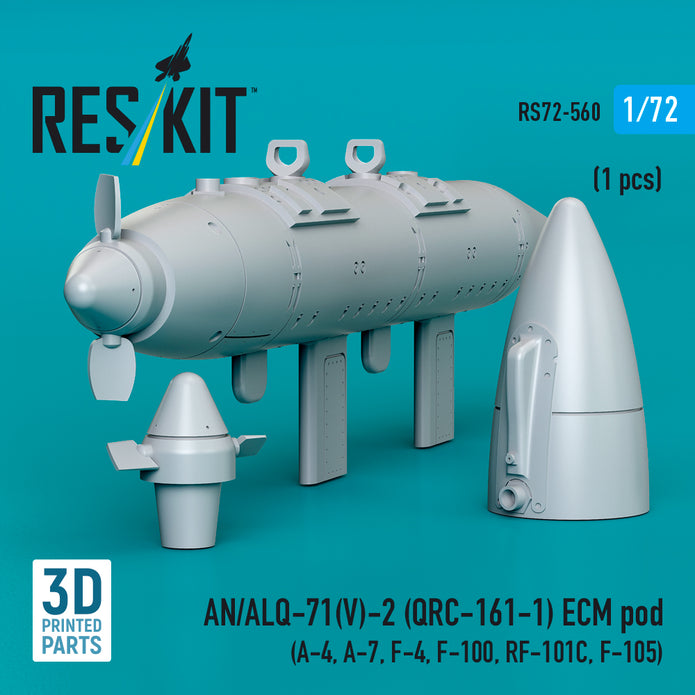AN/ALQ-71(V)-2 (QRC-161-1) ECM pod (1pcs) (A-4, A-7, F-4, F-100, RF-101C, F-105) (3D Printed) Scale 1:72 ResKit RS72-0560