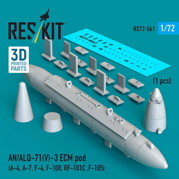 AN/ALQ-71(V)-3 ECM pod (1pcs) (A-4, A-7, F-4, F-100, RF-101C ,F-105) (3D Printed) Scale 1:72 ResKit RS72-0561