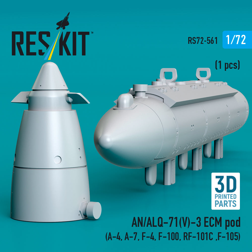 AN/ALQ-71(V)-3 ECM pod (1pcs) (A-4, A-7, F-4, F-100, RF-101C ,F-105) (3D Printed) Scale 1:72 ResKit RS72-0561