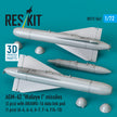 AGM-62 Walleye I missiles (2 pcs) with AN/AWG-16 data link pod (1 pcs) (A-4, A-6, A-7, F-4, F/A-18) (3D Printed) Scale 1:72 ResKit RS72-0562